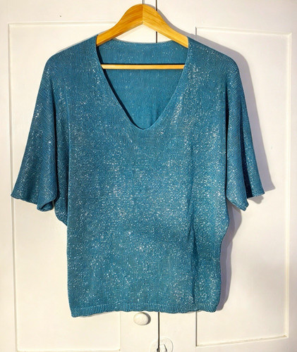 Women blue glitter knit - blue,