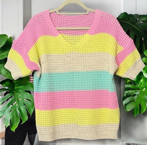 Pastel striped neck short - pastel,