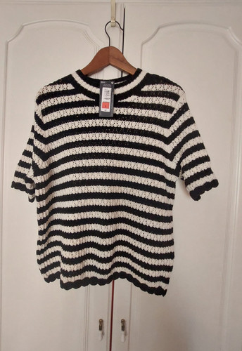 Black white striped short - m&s,