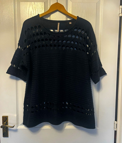 Anthology navy open knit short - open-knit,