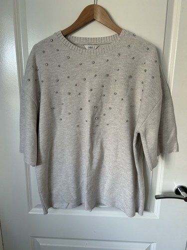 Ecru embellished knitted - m&s,