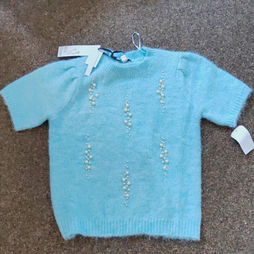 Wild flower blue wool - blue, beaded