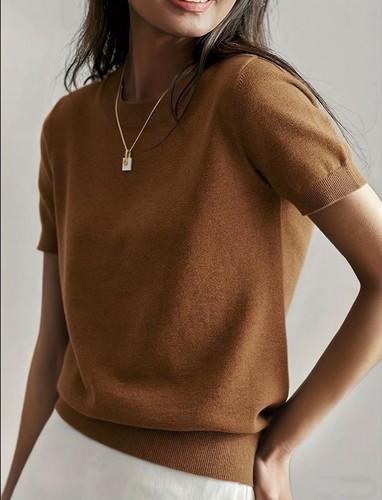 Women short sleeve knit jumper - sleeve,