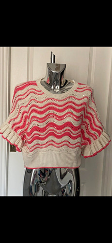 Cream pink striped jumper - cream/pink,