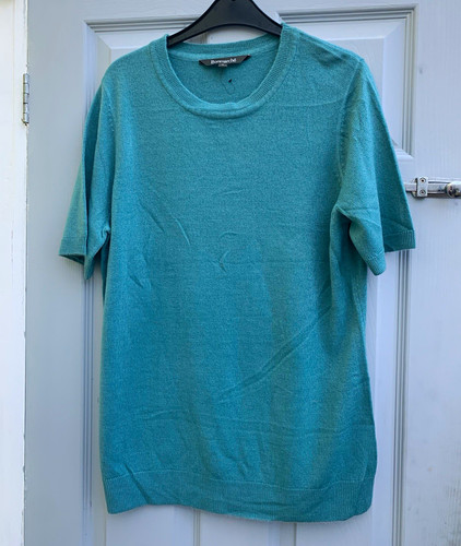 Bonmarché teal knit crew neck - bonmarché,