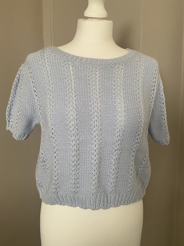 Pale blue knitted short - &,