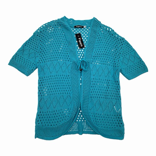 Figaro turquoise crochet knit - turquoise,