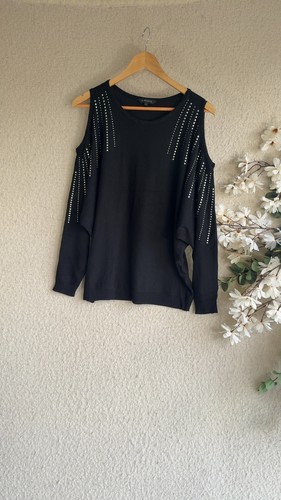Peacocks black cold shoulder - black,