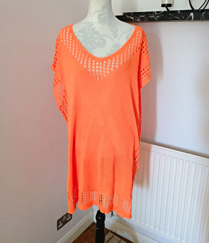 Womens orange open knit - orange, v-neck