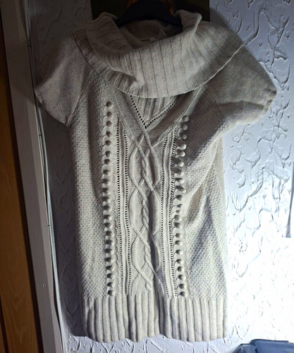 Beige cable knit pullover - beige,