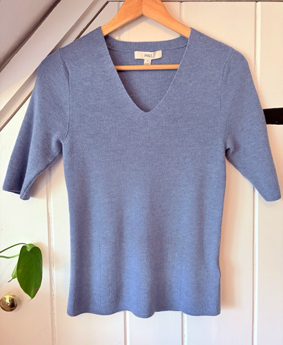 Women blue rib knit - m&s,