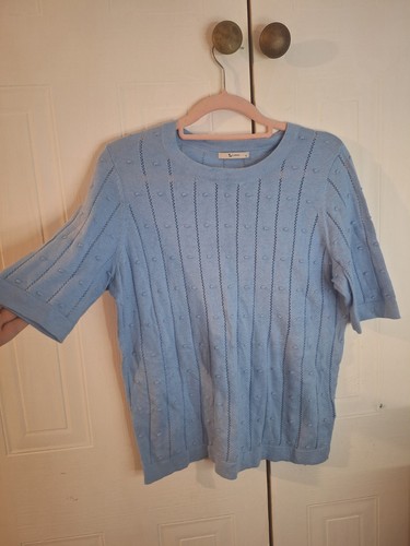Blue pointelle knit short - pointelle,
