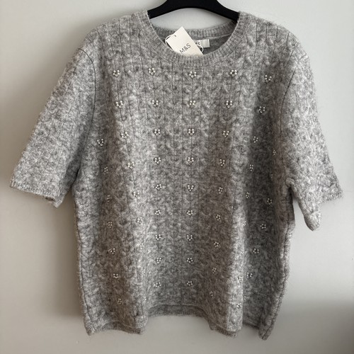 Grey short sleeve jumper - m&s,
