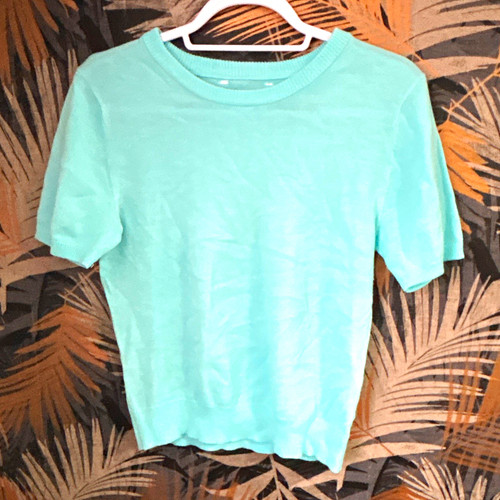 Women turquoise knit crew - knit,
