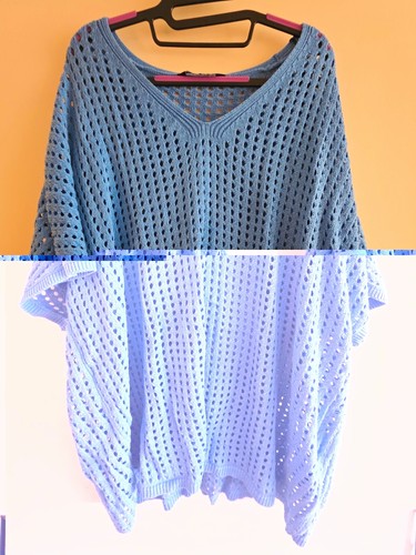 Yours blue open knit neck - yours, v-neck