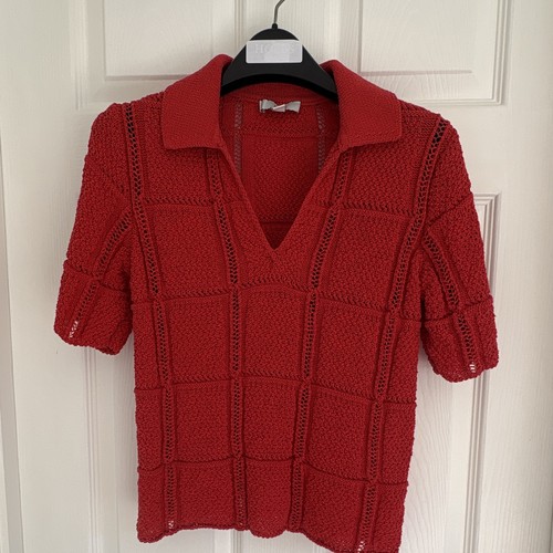 Red poly cotton open - poly/cotton, open-knit
