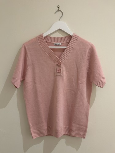 Damart pink neck - pink, v-neck