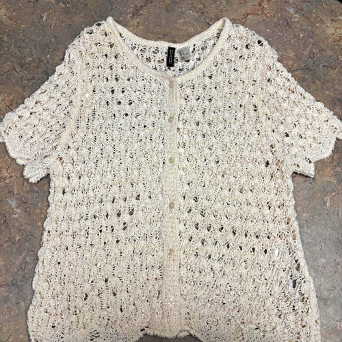 Cream open knit short - cream,