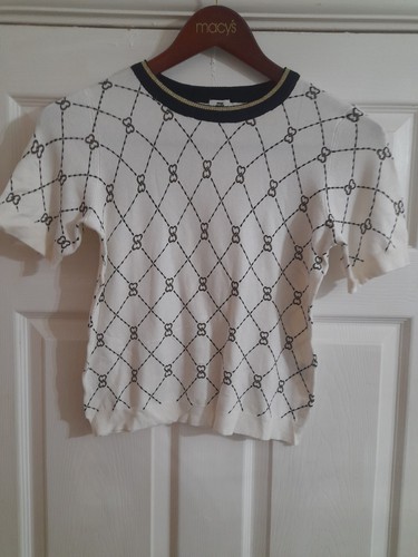 White black gold argyle - white, knit