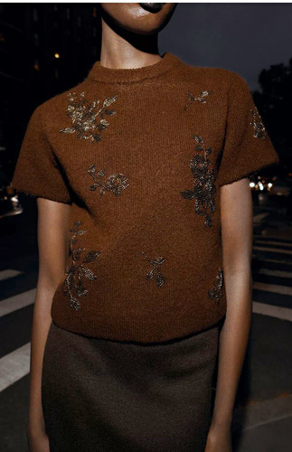 Zara brown knit short - brown, sleeve