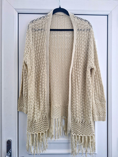 Cream crochet knit open - knit,