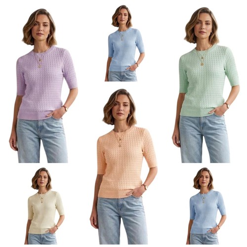 Women cable knit half sleeve - cable,