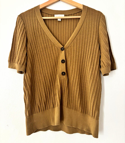 Brown ribbed knit button - brown,