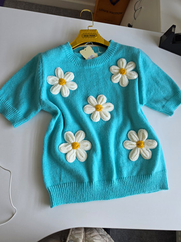 Women turquoise knitted - knitted, short