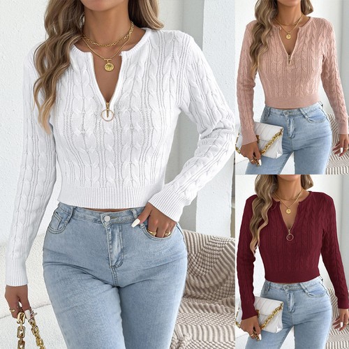 Women zip neck long sleeves - long,