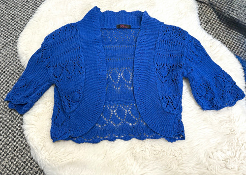 Bina blue open knit bolero - blue, open-knit