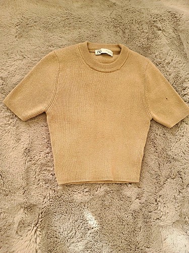 Zara beige ribbed - knit, short