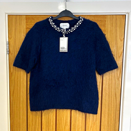 Navy mohair wool blend - navy,