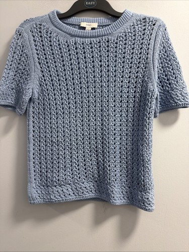 Blue knitted short sleeve - m&s,