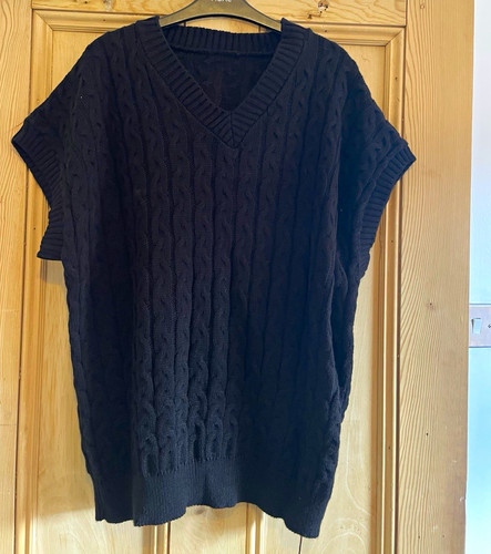 Black cable knit neck - black, cable-knit