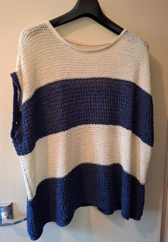 Ladies blue cream striped - &,