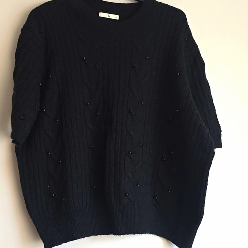Black cable knit crew neck - tu,