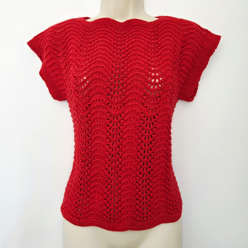 Hand knitted red lace knit - lace,