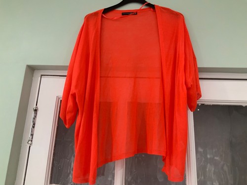 Short sleeve orange cardigan - short,