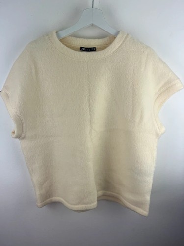 Zara cream felted boxy top - cream,