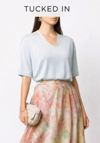 Peserico blue neck short - blue, v-neck