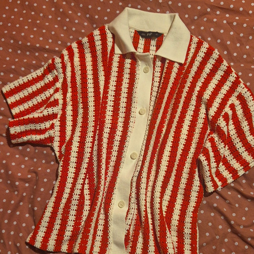 Red white striped knit - f&f,