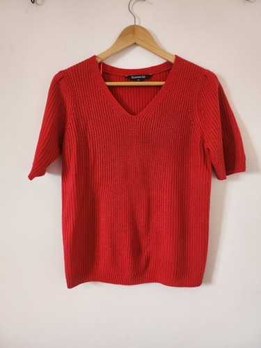 Red knitted short sleeve - short,