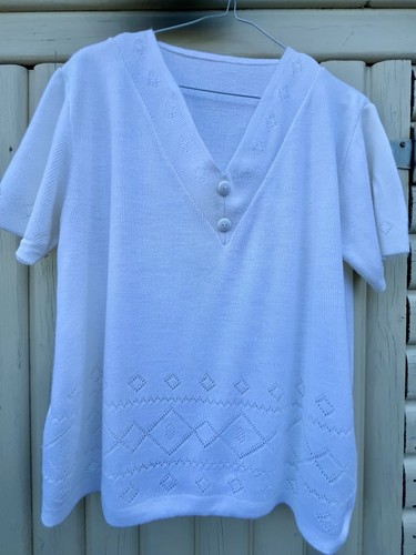 Jumper short sleeve white - short, knit